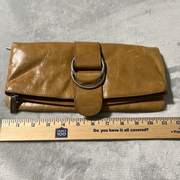 Hobo International Large Tan Distressed Fold Over Clutch Purse See Photos - Picture 8 of 13